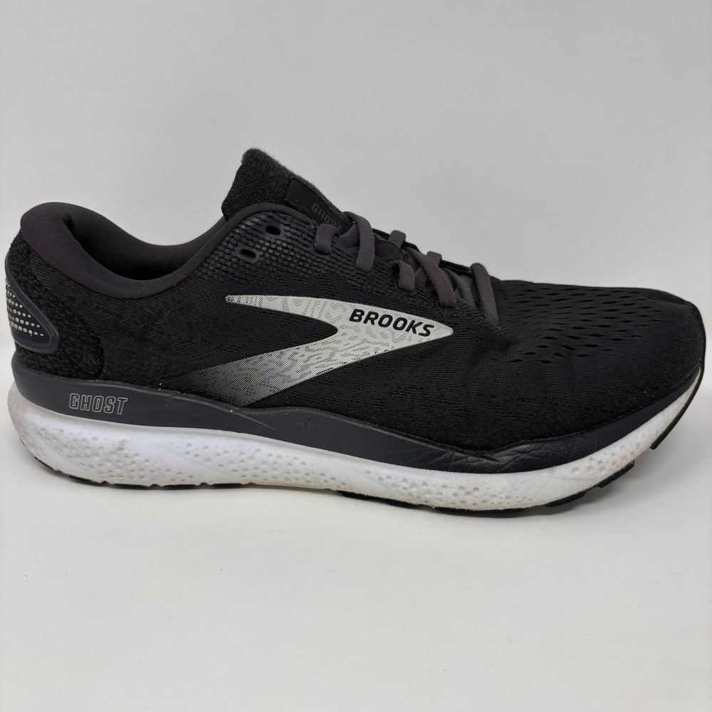 Brooks Ghost 16 Mens Size 9.5 2E Wide Black White Running Shoes (1104182E090)